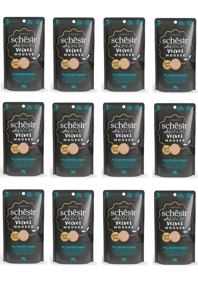 Schesir After Dark Tavuk Ve Bıldırcın Yumurtalı Pouch Mousse Kedi Yaş Mama 80 Gr. X 12 Adet