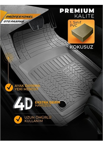 Minderland Pro - Mercedes-benz B Serisi İle Uyumlu Paspas Seti, Gri