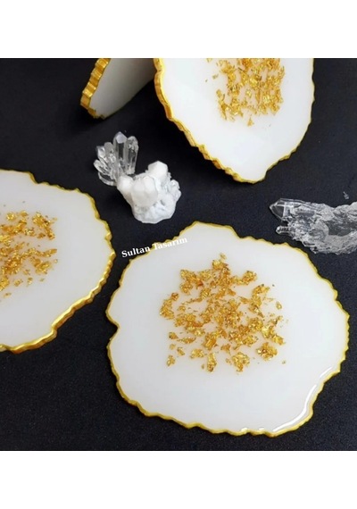 4 Lü Epoksi Bardak Altlığı - 9 Beyaz