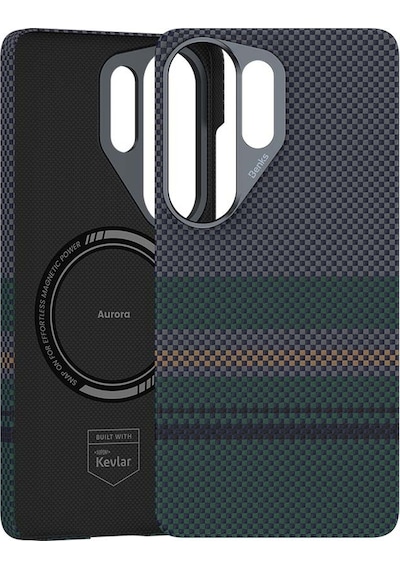 Galaxy Uyumlu S26 Ultra Uyumlu Kılıf M-safe Özellikli Karbon Fiber Benks Aurora Armorpro Kevlar Kapak Yeşil Yeşil