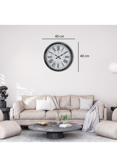 Almira Duvar Saati Silver Elegance 40 Cm Krom Metal Duvar Saati