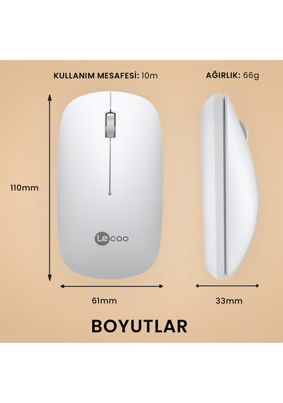 Lecoo WS214 Kablosuz 1200DPI 3 Tuşlu Optik Mouse