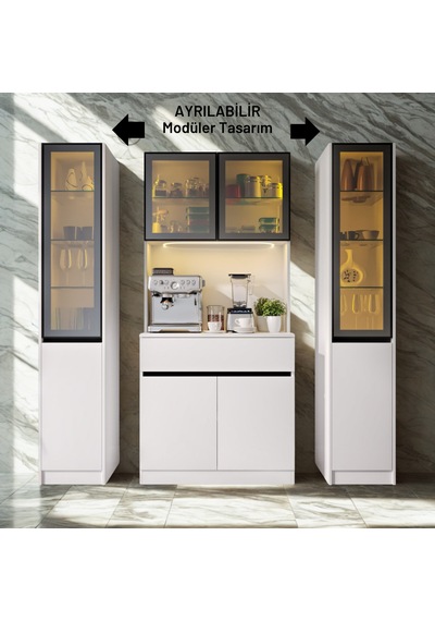 Sarıoğlu Mobilya Lumia Maxi Kahve Köşesi Komple Mdf Led Aydınlatmalı Mutfak Kahve Dolabı Beyaz Sarıoğlu Mobilya Lumia Maxi Kahve Köşesi Komple Mdf Led Aydınlatmalı Mutfak Kahve Dolabı Beyaz