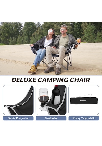Kingcamp Loveseat Double Çift Kişilik Katlanır Kamp Sandalyesi B.grey Gri - Siyah