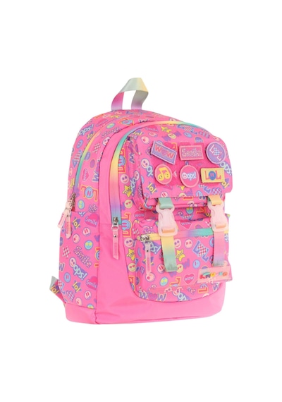 Kaukko Kids Kız Çocuk Armalı Yazı Desenli İlkokul Okul Sırt Çantası Dört Bölmeli - Pembe - L5237 Pembe