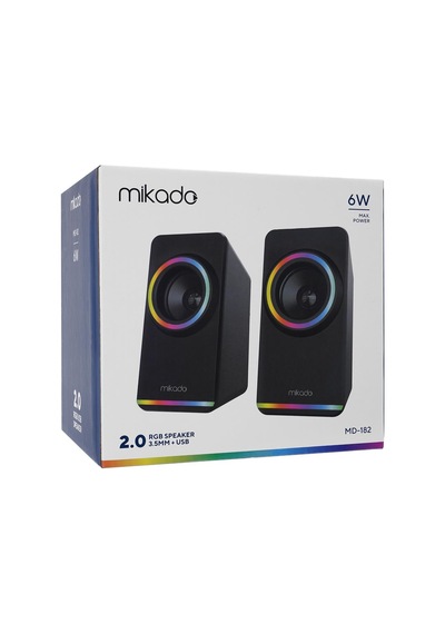 Mikado Md-182 2.0 3w-2 Siyah Rgb Aydınlatmalı Usb + 3.5mm Usb 5v Speaker Hoparlör
