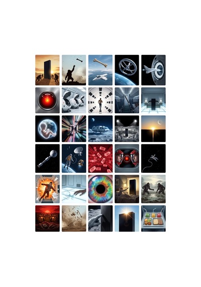 60 Adet 2001 - A Space Odyssey Temalı Sticker Seti - 2 Sayfa - Laptop Defter İçin Çok Renkli