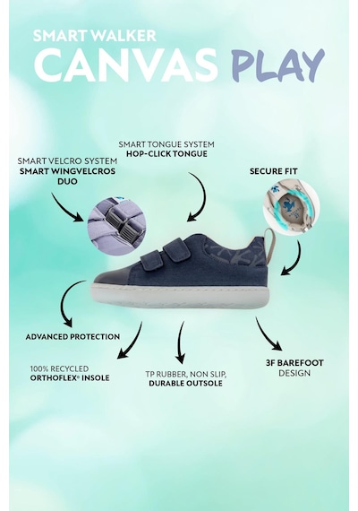 Smart Walker Canvas Play Lacivert Barefoot Çocuk Ayakkabı
