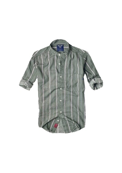 Alaska The Last Frontier Slim Fit %100 Pamuk Kumaş Hakim Yaka Uzun Kol Gömlek-çizgili Haki- Çok Renkli