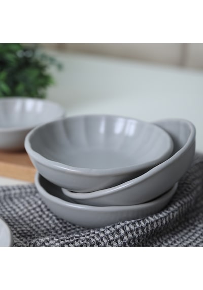 Keramika Mat Gri Sirius Çerezlik / Sosluk 12 Cm 6 Adet 995