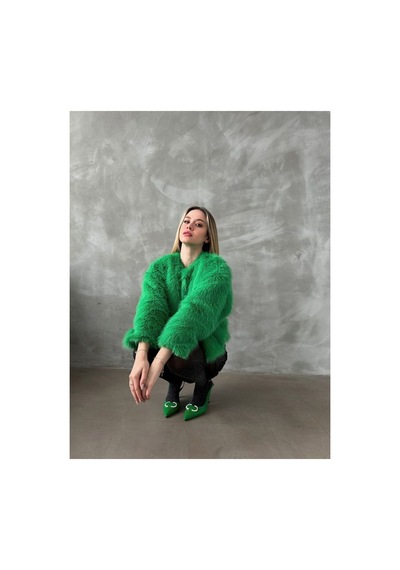 Verymoda Kürk Detaylı Kısa Ceket Zümrüt