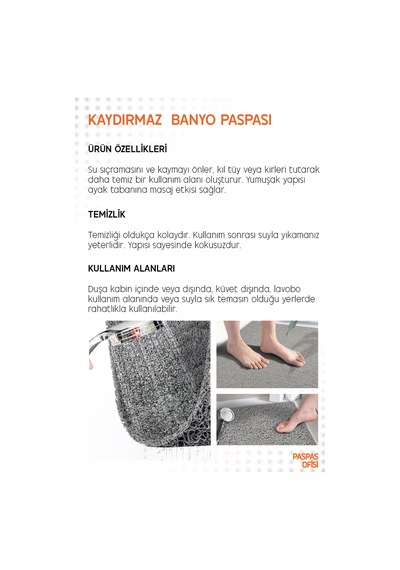 Banyo Paspası Duşa Kabin Paspası Su Sıçratmaz Paspas Kaydırmaz Paspas 50x50 Cm Kırmızı