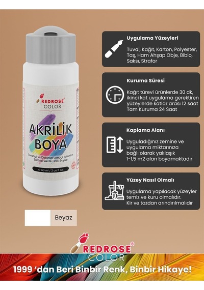 Red Rose Turuncu-mor-yeşil Akrilik Boya 3'lü Set 3 x 60 ML