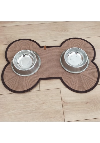 Açık Kahverengi Köpek Kemik Şekli Mama Altlığı/evcil Hayvan Mama