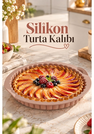 Porsima 30012-1 Silikon Turta Ve Tart Kalıbı Xl 26 Cm - Isıya Dayanıklı Yapışmaz Tırtıklı Kek Pişirme Kalıbı Krem/vizon