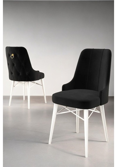 Zümra Serisi, Beyaz 80x132 Açılabilir Mdf Mutfak Masası Takımı 6 Adet Sandalye, Siyah Zümra Serisi, Beyaz 80x132 Açılabilir Mdf Mutfak Masası Takımı 6 Adet Sandalye, Siyah