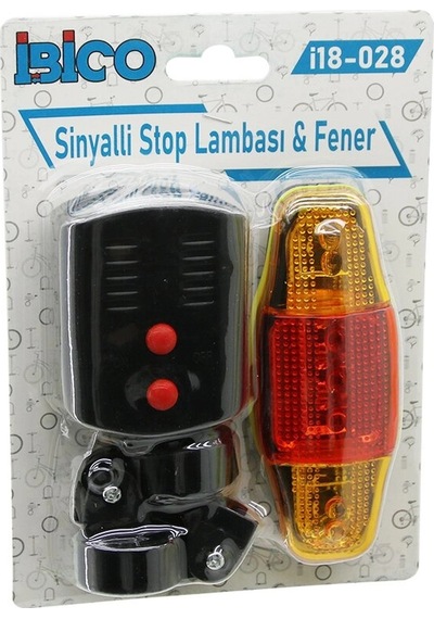 2in1 Bisiklet Cob Led Fener - Sinyalli Stop Lamba Pilli 5545 Kırmızı