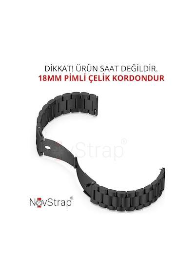 Novstrap Huawei Watch Gt4 41mm İle Uyumlu Kordon 18mm Pimli Çelik Metal Kordon Kayış