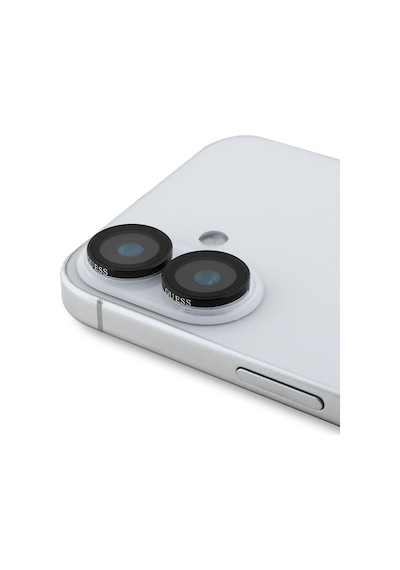 Apple Uyumlu iPhone 16 Guess Lisanslı Metal Kamera Lens Koruyucu Siyah
