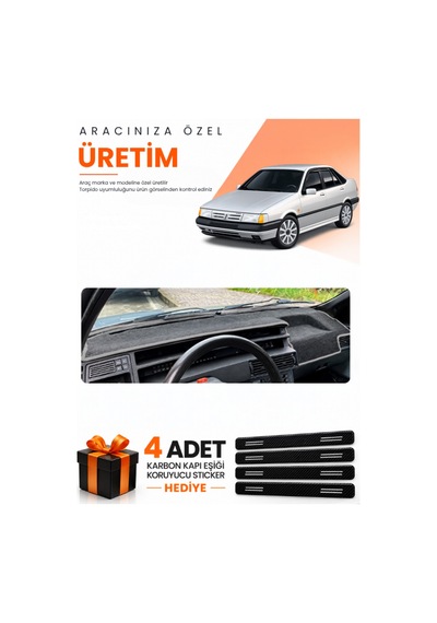 Fıat Tempra 1992-1997 Dijital Konsol Uyumlu Torpido Koruma Örtüsü Oto Kılıfı - Siyah Gri