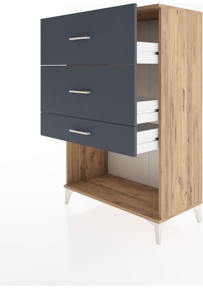 Hyperion Dolap 3 Çekmeceli 88x44x134 Çam-antrasit Atlas Çam