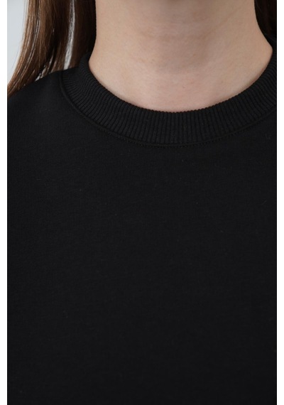 Penyebizden Kadın Pamuk 3 İplik Şardonsuz Oversize Sweatshirt & Geniş Paça Eşofman Altı Takım-siyah