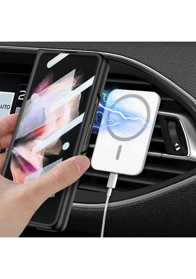 Galaxy Uyumlu Z Fold 3 Kılıf Wireless Şarj Özellikli Zore Kıpta M-safe Kapak