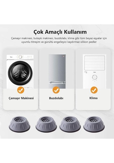 Mainshop 4 Adet Ses Ve Titreşim Azaltıcı Ayaklık Çamaşır Makinesi Ve Kurutma Makineleri M-541 Çok renkli