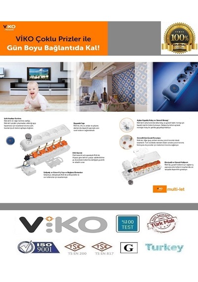 Viko Multi-let Altılı Topraklı Priz - 2 Metre - Çocuk Korumalı -