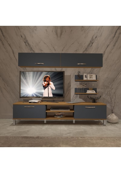 Decoraktiv Eko 5 Mdf Dvd Krom Ayaklı Tv Ünitesi Tv Sehpası Pera - Antrasit