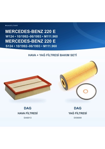 Mercedes Benz 124 W124 / Mercedes Benz 124 S124 Hava+yağ Filtre Bakım Seti