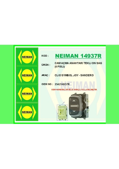 Cam - 399 - Açma Anahtarı Teklı On Sag 6 Fıslı Clıo Symbol Joy - Csmo-tex - - Sandero