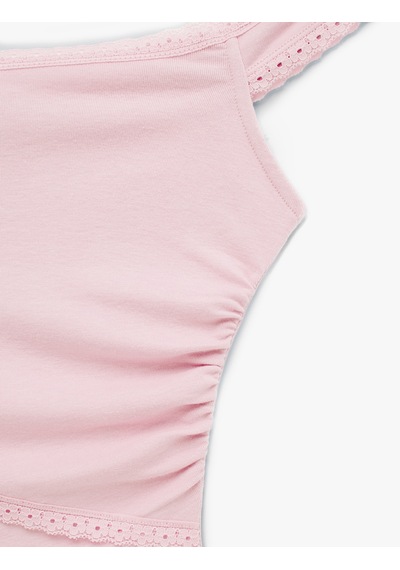 Koton Modal Karışımlı Dantel Detaylı Slim Fit Asimetrik Kolsuz Bluz Pembe 6sal30121ık Gül