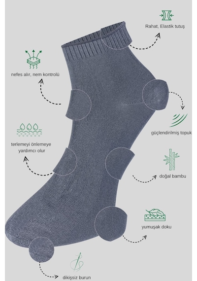 Kral Socks Erkek Bambu Çorap Düz Desen 5 Çift Kutulu Dikişsiz Hassas Dokuma Kısa Çorap Asorti
