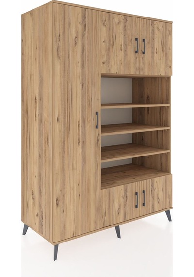 Kronos Dolap 10 Raflı 5 Kapaklı 132x59x195 Çam-çam/çam Çam