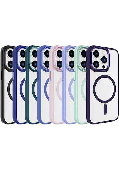 Apple Uyumlu iPhone 15 Pro Max Wireless Şarj Özellikli Zore Krom Magsafe Silikon Kılıf-mavi Mavi Mavi