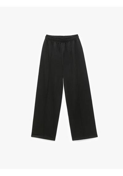 Koton Pamuklu Beli Lastikli Geniş Paça Pantolon Siyah 6wkg40071ak Siyah