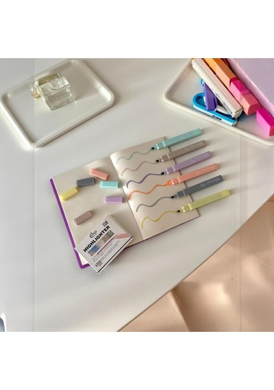 Ayrex Kare Tip 6 Lı Highlighter Fosforlu Kalem Morandi Serisi Genel