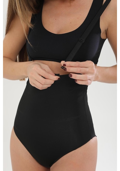 Fit Women Lazer Kesim Askılı Slip Korse Siyah