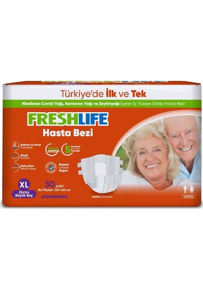 Freshlife Yetişkin Hasta Bezi Bel Bantlı Xl - Ekstra Large - Extra Large 180 Adet 6pk 30
