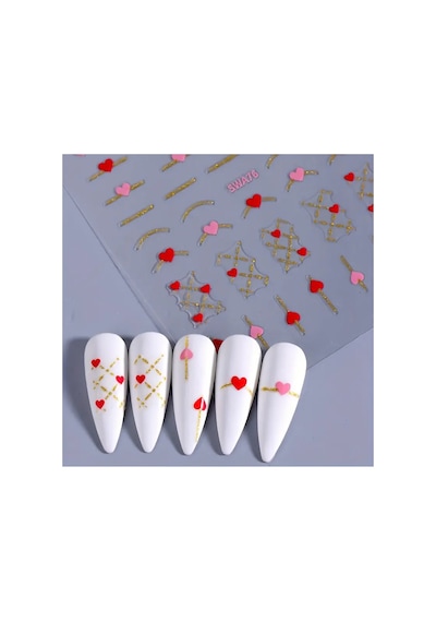 Nailist Heart Sevgililer Günü Özel 14 Şubat Kalpli Tasarım - Tırnak Sticker Nail Art Tırnak Dövmesi