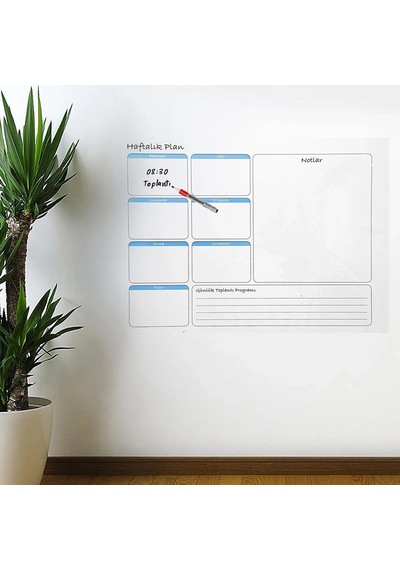 Biishe Haftalık Planlayıcı Manyetik Duvar Stickerı Takvim 56 Cm X 70 Cm