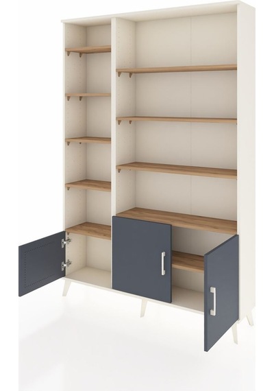 Arges Dolap 10 Raflı 3 Kapaklı 132x30x195 Aytaşı-antrasit/çam Aytaşı