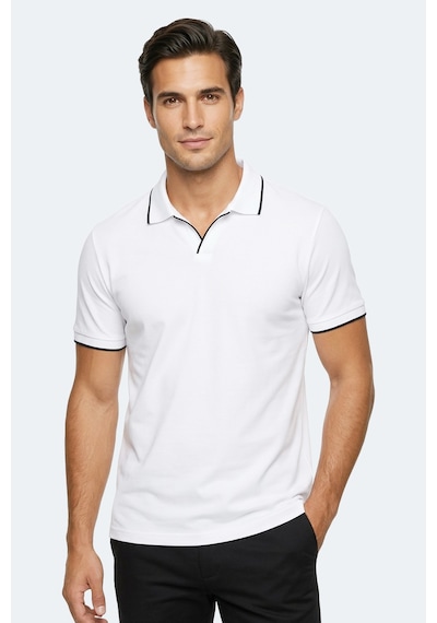 Slazenger Zıther Erkek Polo Yaka Beyaz Tişört
