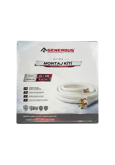 Generous 1/4 - 3/8 Klima Montaj Seti 7 Metre Alüminyum Montaj Kiti Nette Parça