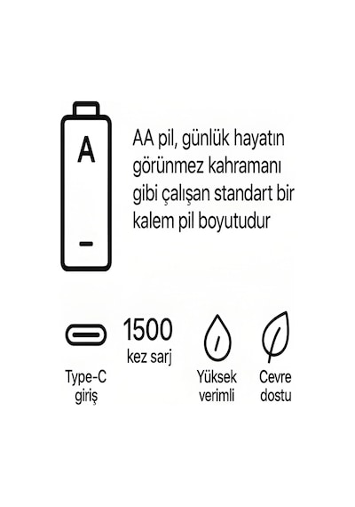 Type-c Şarjlı 2800mwh 1.5v Şarj Edilebilir 2 Li Aa5 Kalın Pil - Lityum Iyon Batarya