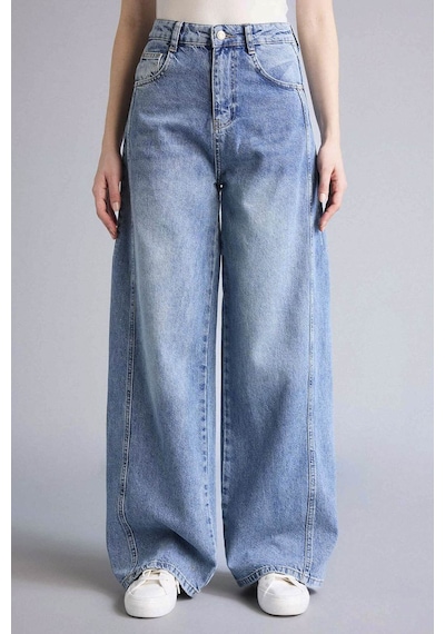 Defacto Wıde Leg Normal Bel Jean Yıkamalı Pantolon G8837ax26spnm28 Mavi-nm28
