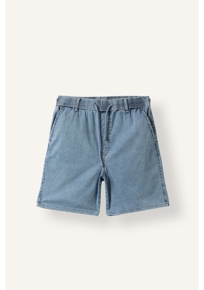Defacto Beli Lastikli Ve Bağcıklı Relax Fit Jean Bermuda Şort H8869ax26aunm39 Mavi-nm39