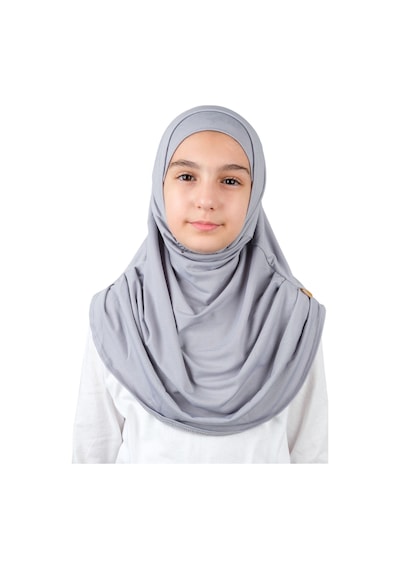Pratik Hazır Geçmeli Boneli Çocuk Şal Gri Gri