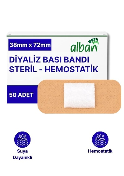 Steril Hemostatik Diyaliz Bandı 38mmx72mm, 50 Adet Tekli Paket